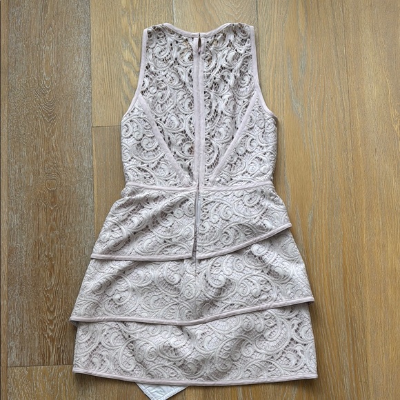 BCBGMaxAzria Hannah Lace Layered Mini Dress in Pink Mauve Lavendar shade - Picture 7 of 11